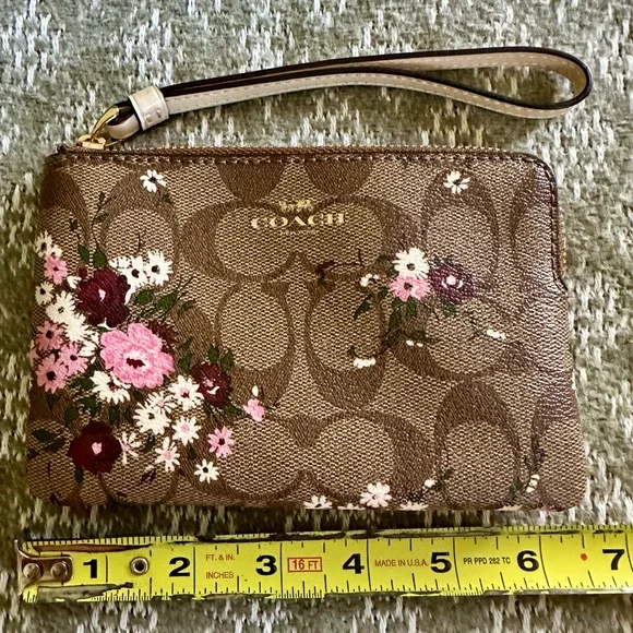 Coach Brown Floral Wristlet - Picture 5 of 6